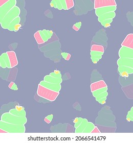 Cupcake pattern sweet food vector dessert pastry tasty cream