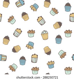 Cupcake pattern in vector