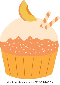 Cupcake with peach vector illustration