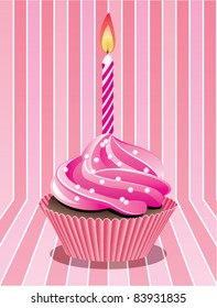 cupcake pink candle retro background