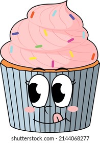 Cupcake with pink cream illustration