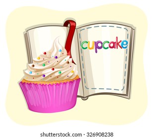 Cupcake in pink cup illustration