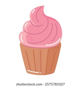 Cupcake with pink frosting topping