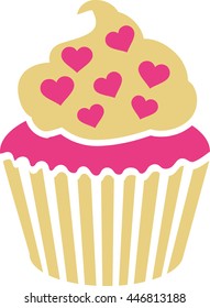 Cupcake with pink hearts