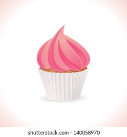 Cupcake with Pink Icing in a White Case