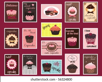 cupcake postage stamps