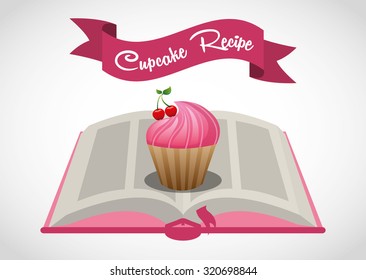 cupcake recipe book design, vector illustration eps10 graphic 