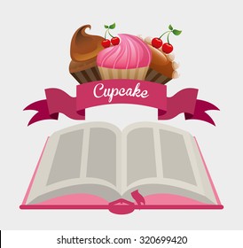 cupcake recipe book design, vector illustration eps10 graphic 