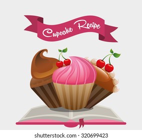 cupcake recipe book design, vector illustration eps10 graphic 