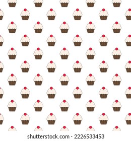 Cupcake Repeating Pattern with white background