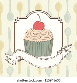 cupcake retro card