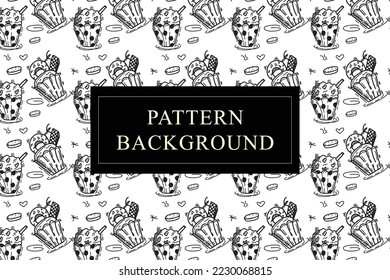 Cupcake retro fabric isolated on white background