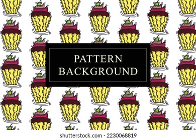 Cupcake retro fabric isolated on white background