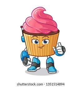 cupcake robot mode mascot vector cartoon illustration