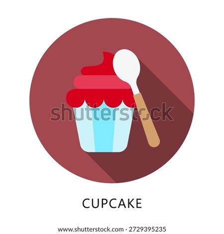 Cupcake Rounded Flat Color Icon, Mini Illustration Relate To Food, Gastronomy. Use For Modern Concept, Ui, Ux Web And App Development.