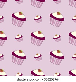 Cupcake seamles vector illustration. Beautiful design for various creative projects