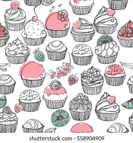 Cupcake Seamless Pattern