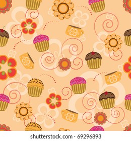 Cupcake seamless pattern