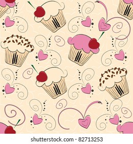 Cupcake seamless pattern