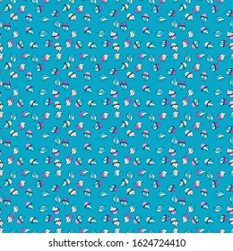 Cupcake seamless pattern. Cute birthday background on blue, black and white. Sweets background design. Vector illustration. Wrapping paper.