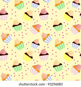 Cupcake Seamless Pattern Decorative Ornament Backdrop Pattern for Fabric, Textile.