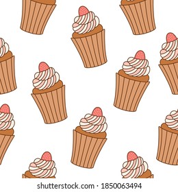 Diseño de patrones sin fisuras para el pastel. Fondo del patrón de tarta. Patrón sin fisuras de torta aislado.