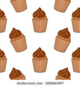 Cupcake seamless pattern design. Cupcake pattern background. Cake seamless pattern isolated.