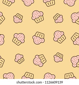 Cupcake Seamless Pattern Design Icon Vector Symbol Sweet Dessert