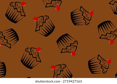 Patrón sin fisuras de la magdalena: ilustración del postre dibujado a mano para la tela y la decoración