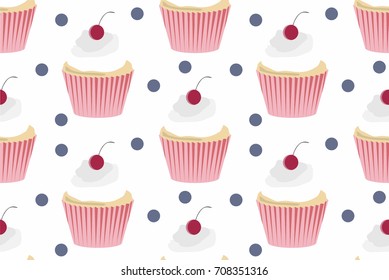 cupcake seamless pattern vector