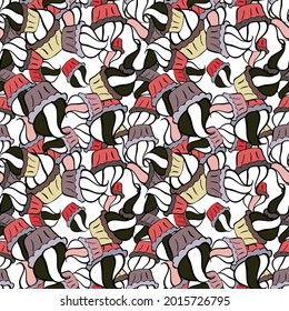 Cupcake seamless pattern. Vector illustration. Wrapping paper. Cute birthday background on black, pink and white. Sweets background design.