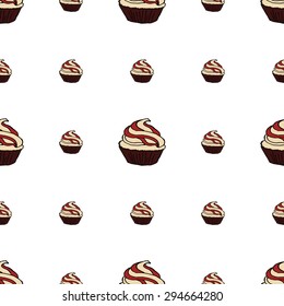 Cupcake seamless pattern. Vector illustration