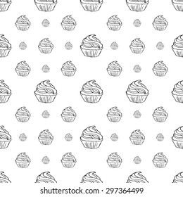 Cupcake seamless pattern. Vector illustration