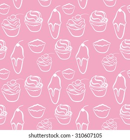 Cupcake seamless pattern. Vector illustration