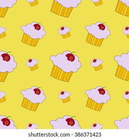 Cupcake seamless vector illustration. Beautiful design for various creative projects