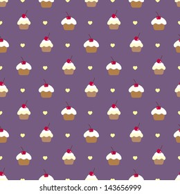 Cupcake seamless vector pattern. Can be used in textiles, for book design, website background.
