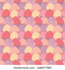 Cupcake seamless vector pattern. Can be used in printing industry or like background.