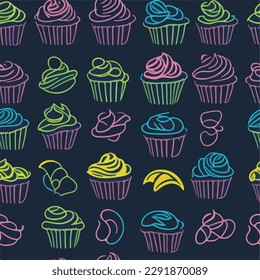 Cupcake Seamless Vector Wallpaper For Designing and Decoration, 4K, 3D, Game Asset, Element, Design