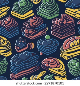 Cupcake Seamless Vector Wallpaper For Designing and Decoration, 4K, 3D, Game Asset, Element, Design