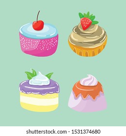 Cupcake set for illustration and drawing material