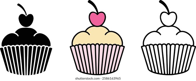 Cupcake Set Isolated On White