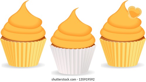 Cupcake set with orange icing