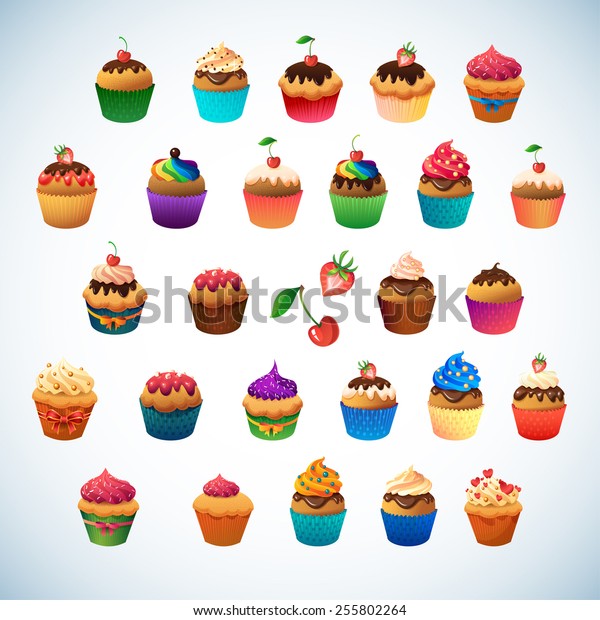 Cupcake Set Sweet Lovely Menu Design Royalty Free Stock Image