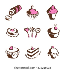 cupcake, set, symbol