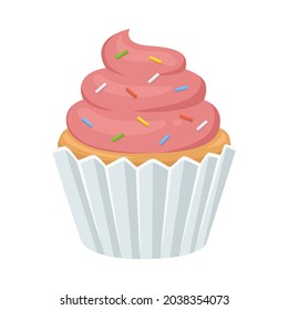 Cupcake Sign Emoji Icon Illustration. Muffin Vector Symbol Emoticon Design Clip Art Sign Comic Style.