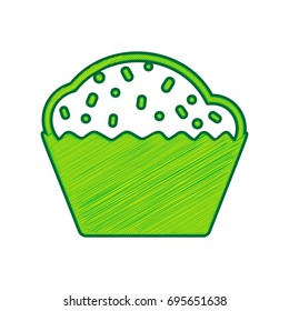 Cupcake sign. Vector. Lemon scribble icon on white background. Isolated