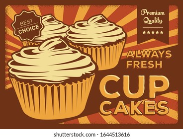 cupcake Signage Poster Retro Rustic Vector