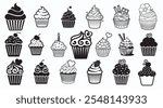 Cupcake Silhouette bundle, Cupcake icon Set.