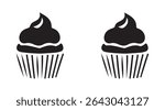 Cupcake Silhouette with Frosting – Vector Icon illustration eps 10
