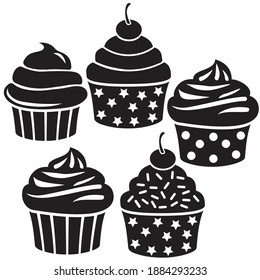 Cupcake silhouette vector cartoon illustration